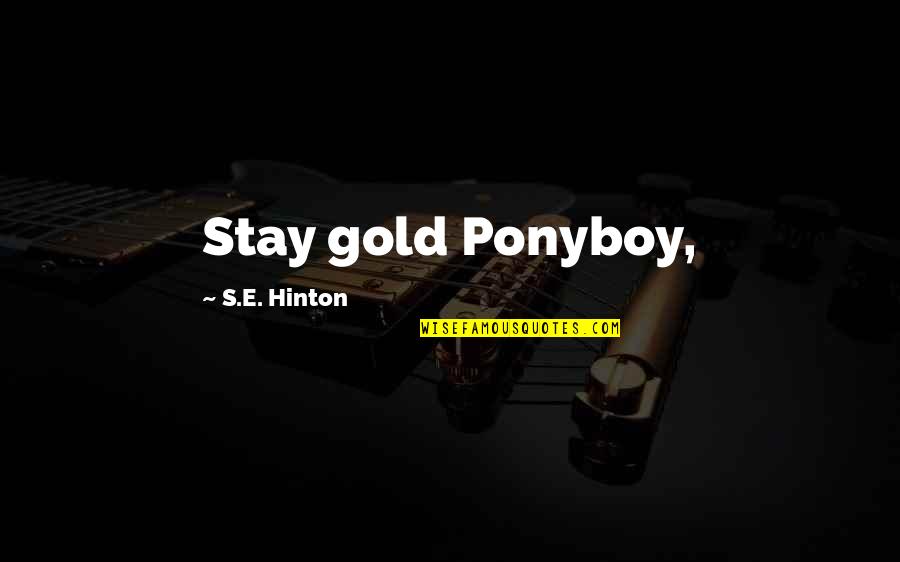 Hinton's Quotes By S.E. Hinton: Stay gold Ponyboy,