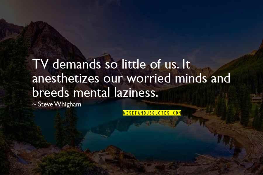 Hionis Whitehouse Quotes By Steve Whigham: TV demands so little of us. It anesthetizes Hionis Whitehouse Quotes By Steve Whigham: TV demands so little of us. It anesthetizes
