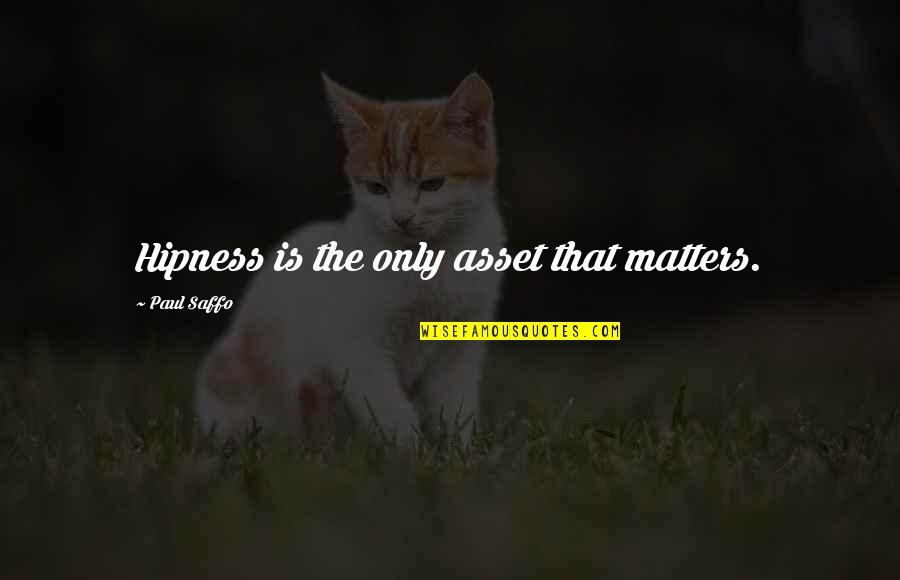 Hipness Quotes By Paul Saffo: Hipness is the only asset that matters. Hipness Quotes By Paul Saffo: Hipness is the only asset that matters.