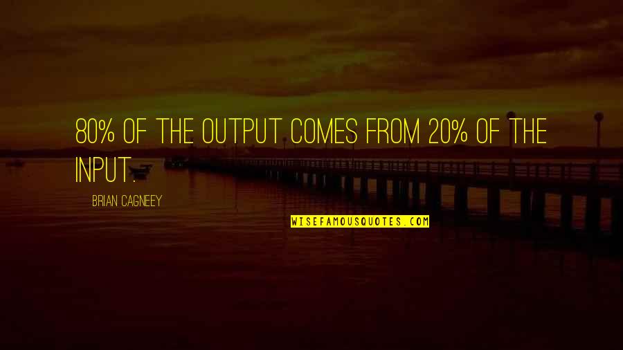 Hirani Platinum Quotes By Brian Cagneey: 80% of the output comes from 20% of