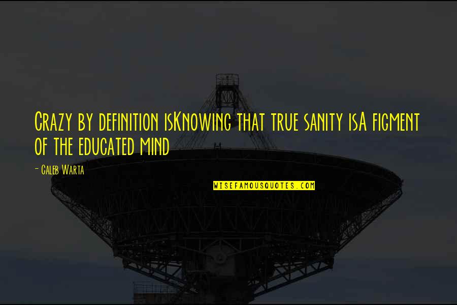 Hiring The Right Talent Quotes By Caleb Warta: Crazy by definition isKnowing that true sanity isA