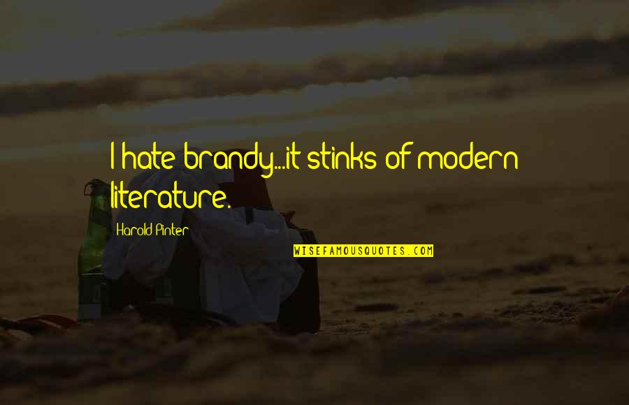 Hiromichi Mine Quotes By Harold Pinter: I hate brandy...it stinks of modern literature. Hiromichi Mine Quotes By Harold Pinter: I hate brandy...it stinks of modern literature.