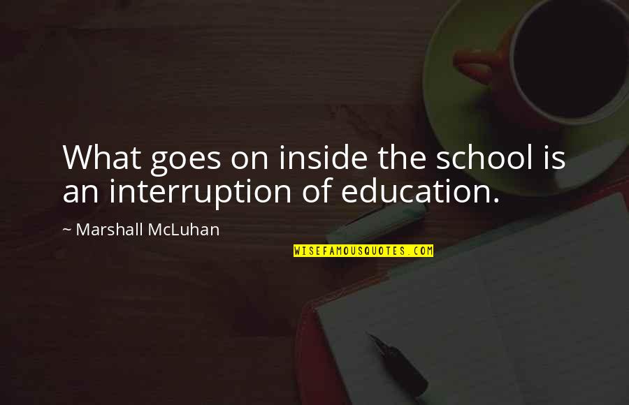 Hirosuke Katayama Quotes By Marshall McLuhan: What goes on inside the school is an Hirosuke Katayama Quotes By Marshall McLuhan: What goes on inside the school is an