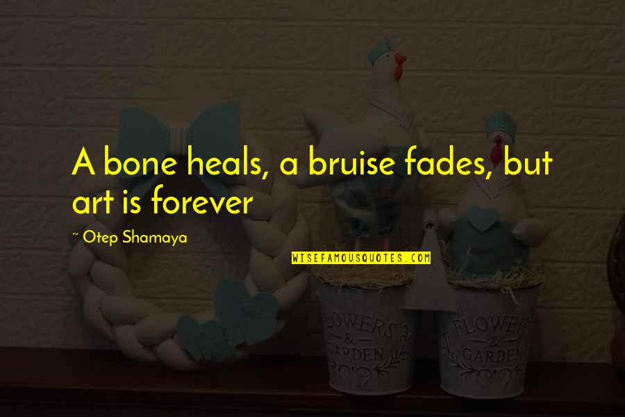 Hirotaka Kisaragi Quotes By Otep Shamaya: A bone heals, a bruise fades, but art