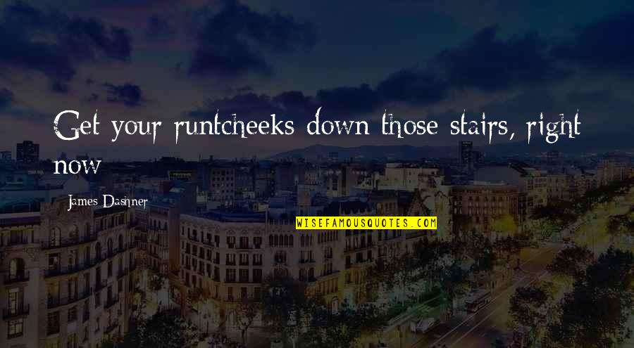 Hirschhausen Video Quotes By James Dashner: Get your runtcheeks down those stairs, right now
