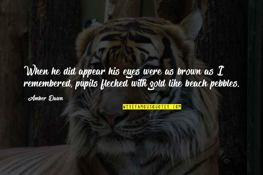 His Brown Eyes Quotes By Amber Dawn: When he did appear his eyes were as