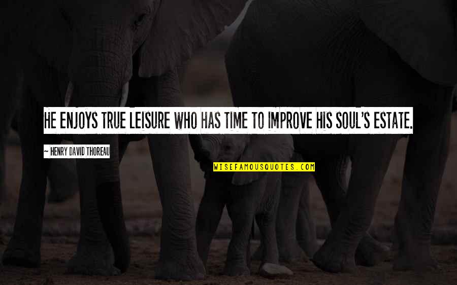 His Soul Quotes By Henry David Thoreau: He enjoys true leisure who has time to His Soul Quotes By Henry David Thoreau: He enjoys true leisure who has time to