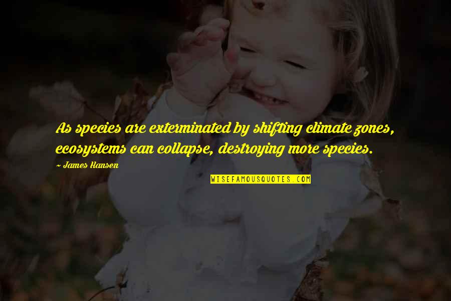 Hisazumi Bolster Quotes By James Hansen: As species are exterminated by shifting climate zones, Hisazumi Bolster Quotes By James Hansen: As species are exterminated by shifting climate zones,