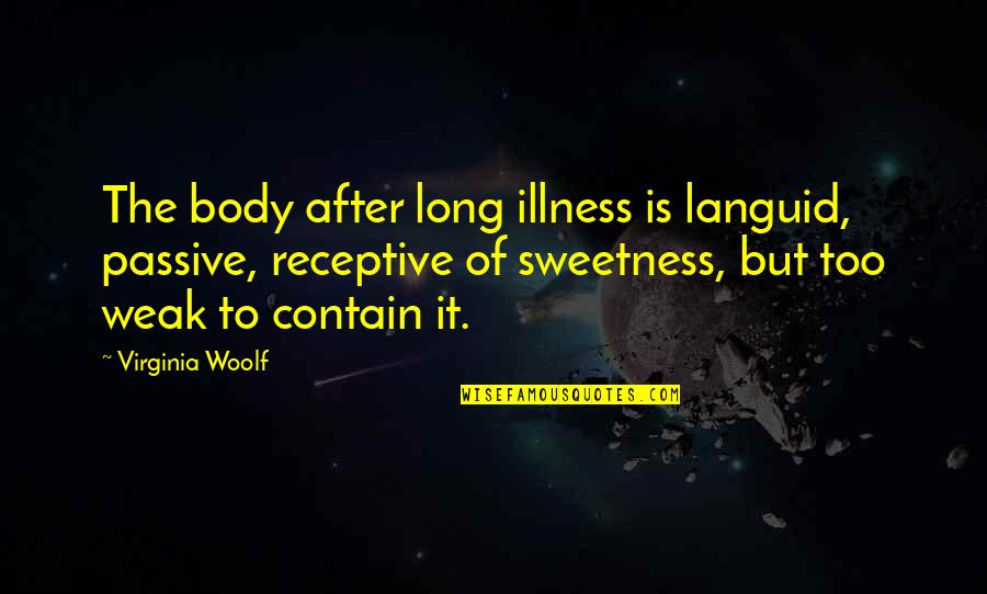 Hishtaphel Quotes By Virginia Woolf: The body after long illness is languid, passive,