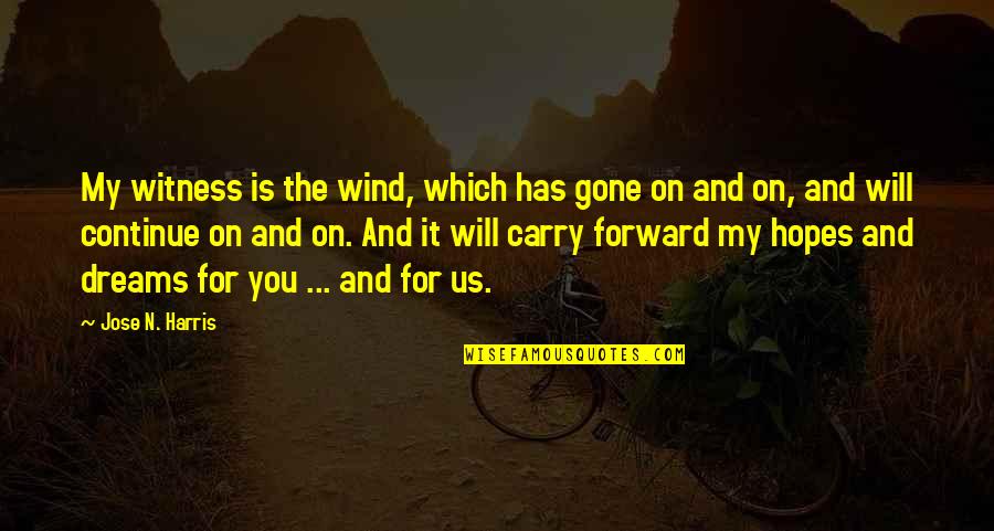 Hispanic Chicks Quotes By Jose N. Harris: My witness is the wind, which has gone