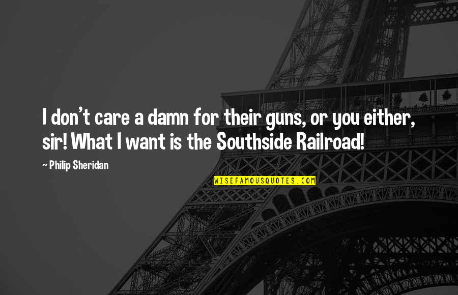Histeria Quotes By Philip Sheridan: I don't care a damn for their guns,