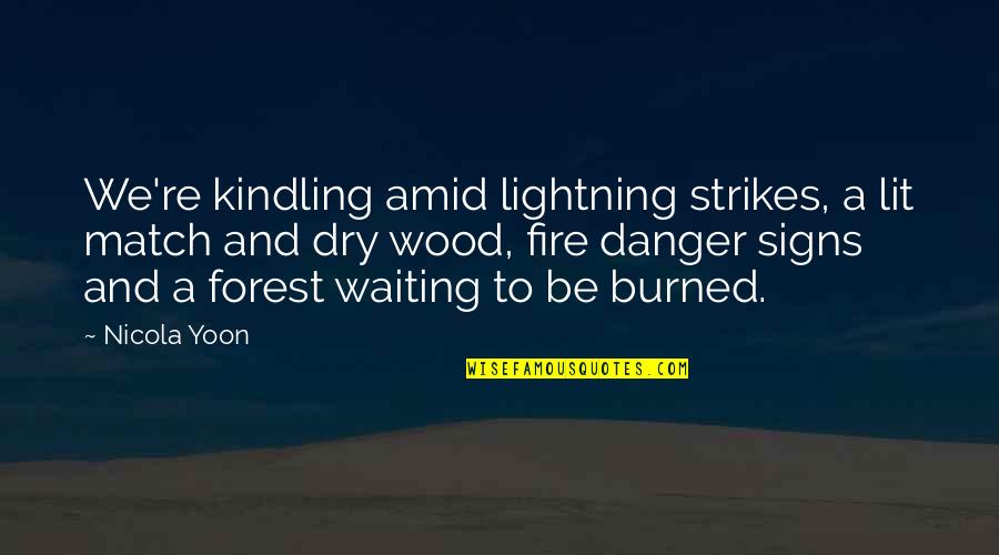 Historical Dow Quotes By Nicola Yoon: We're kindling amid lightning strikes, a lit match