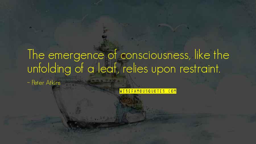 Historical Novels Quotes By Peter Atkins: The emergence of consciousness, like the unfolding of