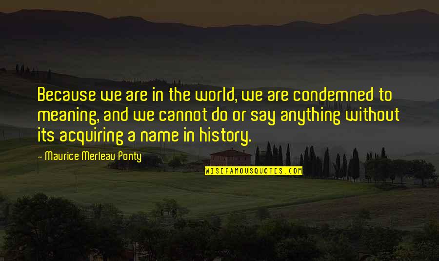 History And Its Meaning Quotes By Maurice Merleau Ponty: Because we are in the world, we are