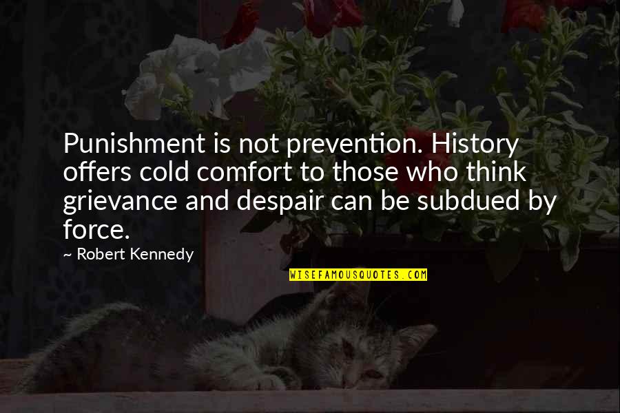History And Quotes By Robert Kennedy: Punishment is not prevention. History offers cold comfort