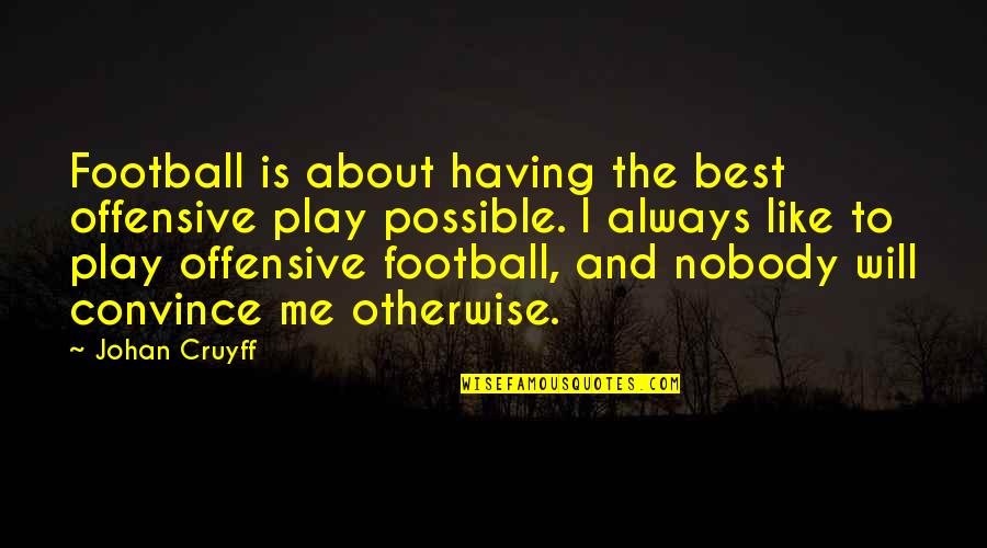 History Future Quote Quotes By Johan Cruyff: Football is about having the best offensive play