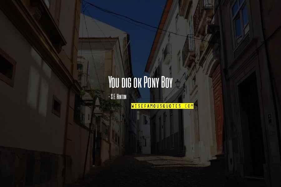 History History Channel Quotes By S.E. Hinton: You dig ok Pony Boy History History Channel Quotes By S.E. Hinton: You dig ok Pony Boy