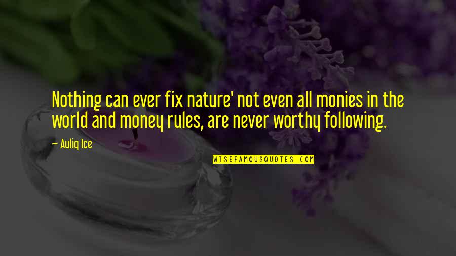History Of Money Quotes By Auliq Ice: Nothing can ever fix nature' not even all