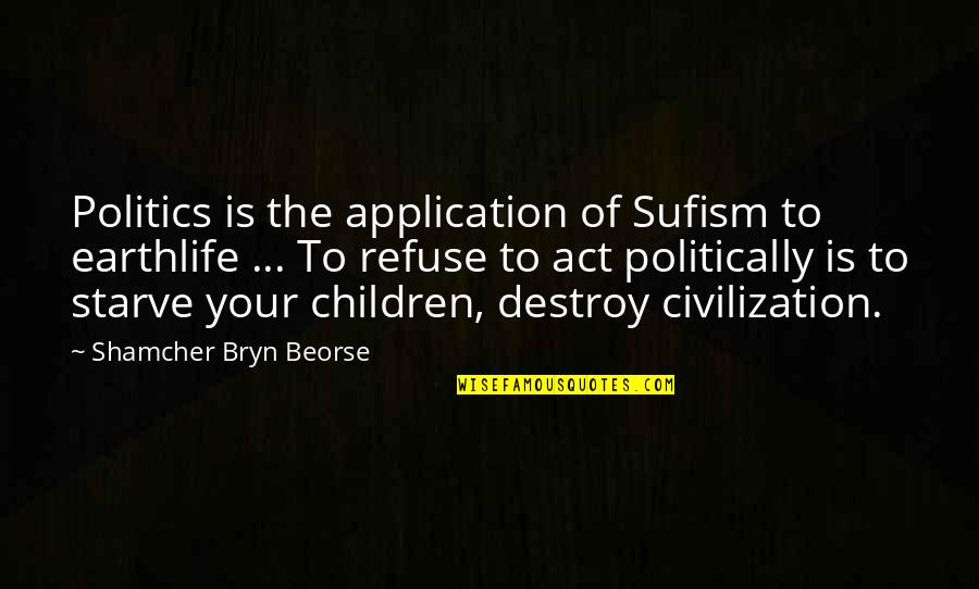 History Teacher Quotes By Shamcher Bryn Beorse: Politics is the application of Sufism to earthlife