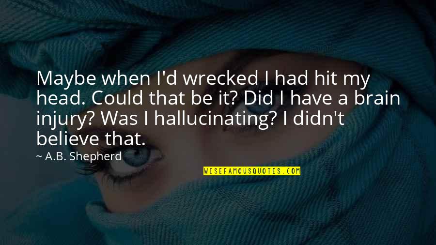 Hit My Head Quotes By A.B. Shepherd: Maybe when I'd wrecked I had hit my Hit My Head Quotes By A.B. Shepherd: Maybe when I'd wrecked I had hit my
