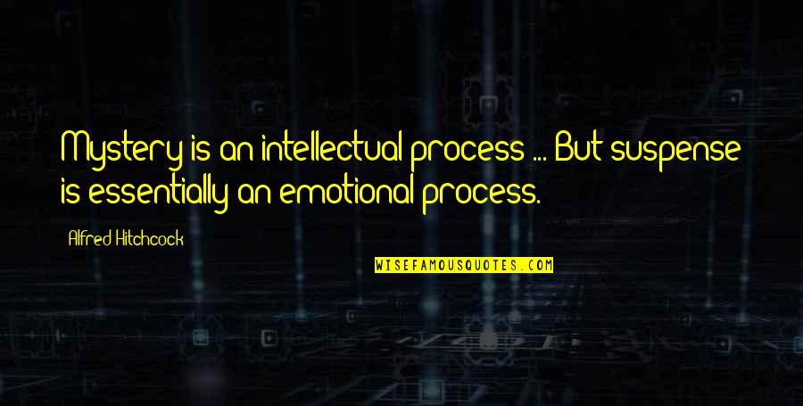 Hitchcock's Quotes By Alfred Hitchcock: Mystery is an intellectual process ... But suspense Hitchcock's Quotes By Alfred Hitchcock: Mystery is an intellectual process ... But suspense
