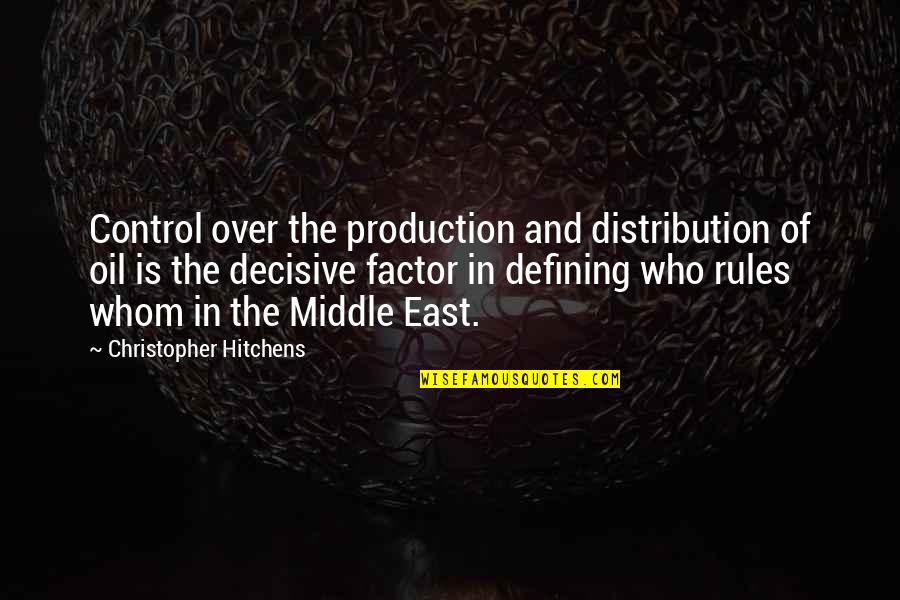 Hitchens's Quotes By Christopher Hitchens: Control over the production and distribution of oil