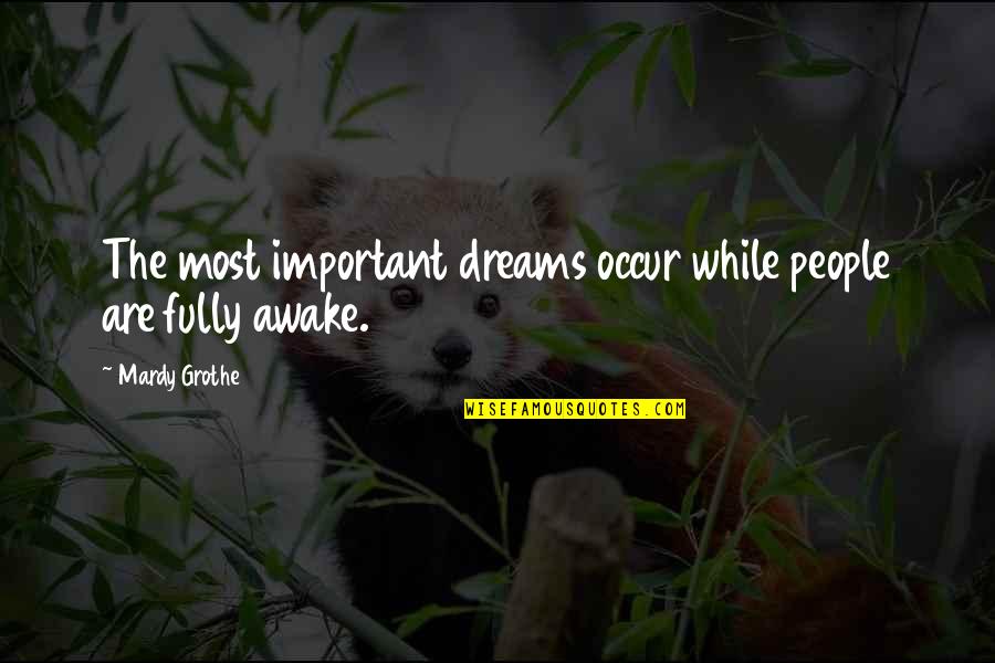 Hitesh Bhasin Quotes By Mardy Grothe: The most important dreams occur while people are