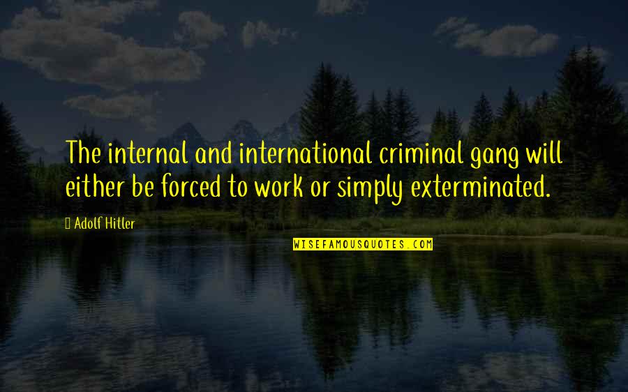 Hitler Adolf Quotes By Adolf Hitler: The internal and international criminal gang will either