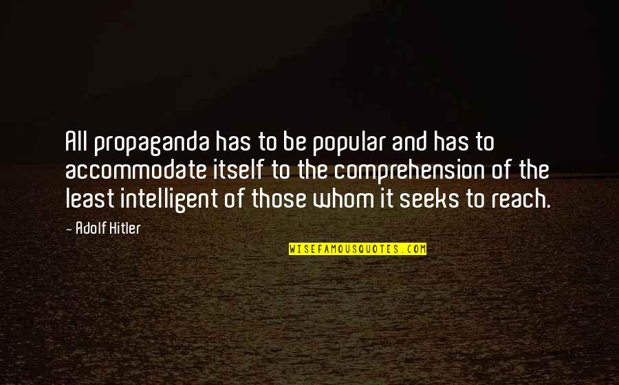 Hitler Adolf Quotes By Adolf Hitler: All propaganda has to be popular and has