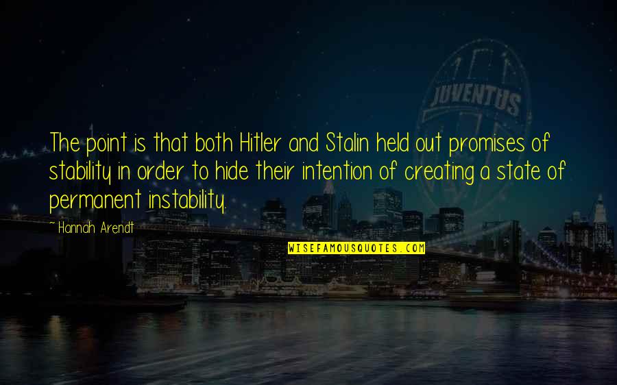 Hitler And Stalin Quotes By Hannah Arendt: The point is that both Hitler and Stalin
