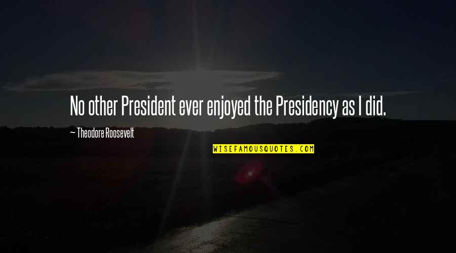 Hitler Himself Quotes By Theodore Roosevelt: No other President ever enjoyed the Presidency as Hitler Himself Quotes By Theodore Roosevelt: No other President ever enjoyed the Presidency as