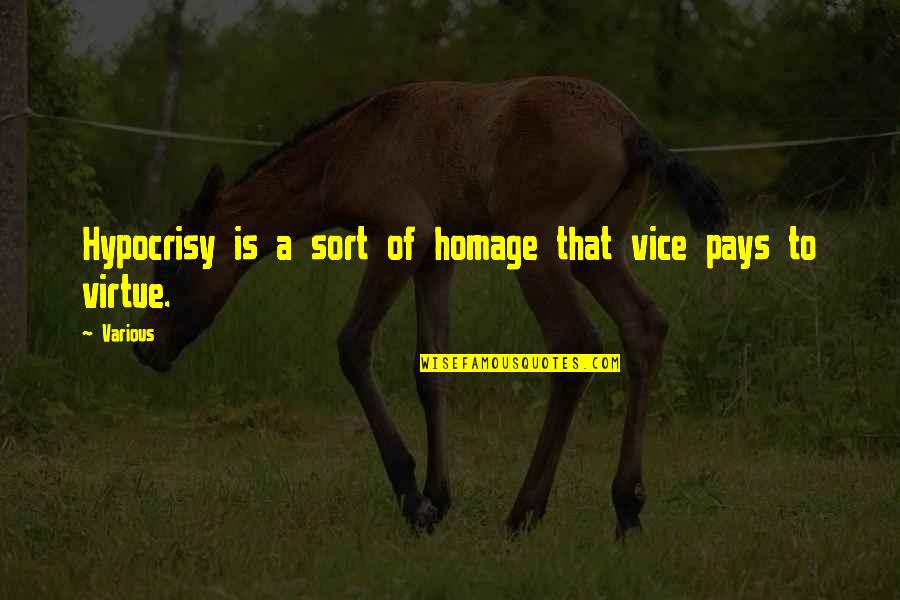 Hitoshi Quotes By Various: Hypocrisy is a sort of homage that vice