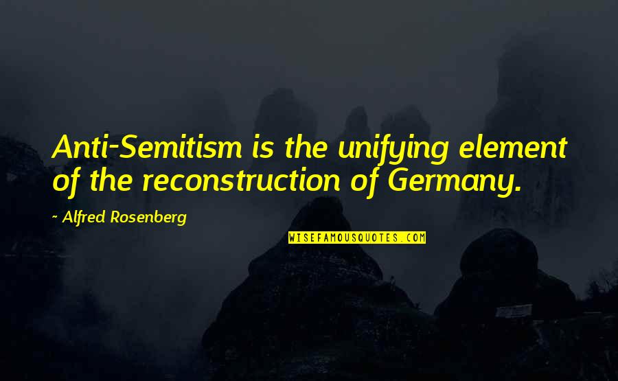 Hitting A Softball Quotes By Alfred Rosenberg: Anti-Semitism is the unifying element of the reconstruction