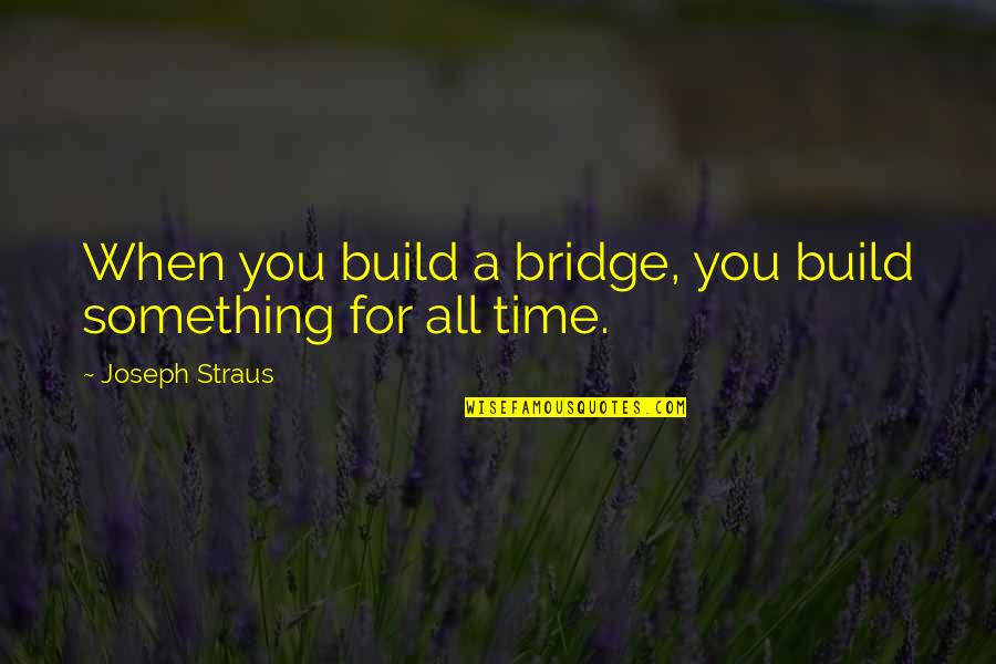 Hitzer 503 Quotes By Joseph Straus: When you build a bridge, you build something