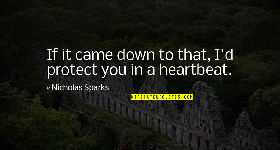 Hkimm Quotes By Nicholas Sparks: If it came down to that, I'd protect