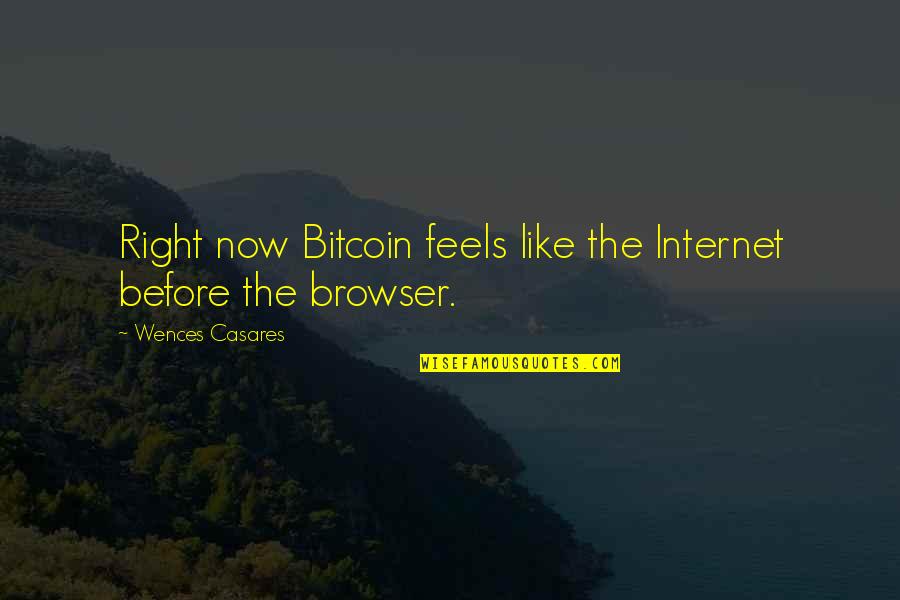 Hlava Xxii Quotes By Wences Casares: Right now Bitcoin feels like the Internet before