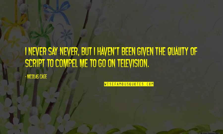 Hluboko V Quotes By Nicolas Cage: I never say never, but I haven't been Hluboko V Quotes By Nicolas Cage: I never say never, but I haven't been