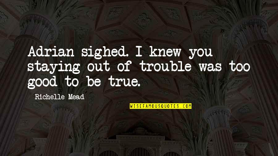 Hmvf Quotes By Richelle Mead: Adrian sighed. I knew you staying out of