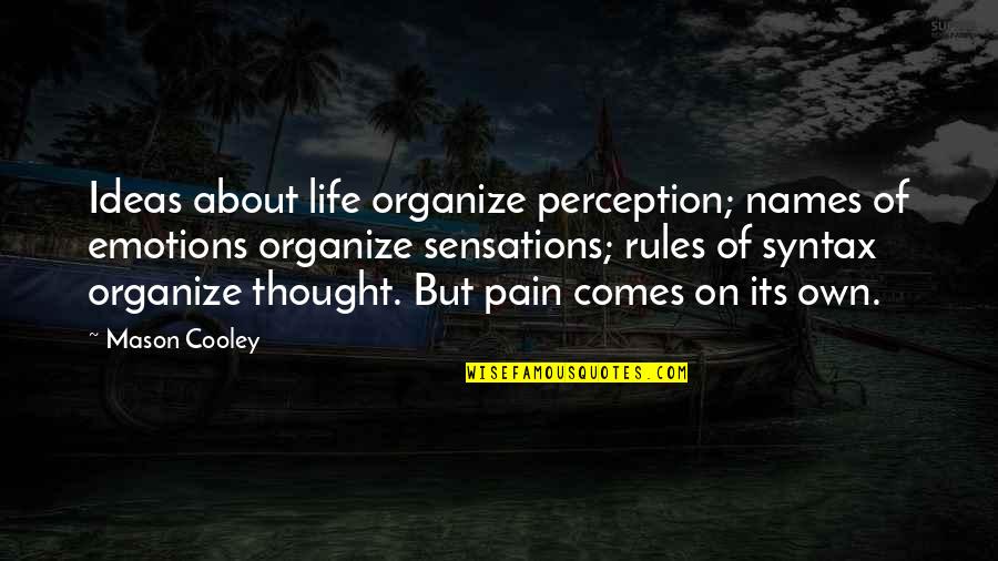 Hoanh Long Quotes By Mason Cooley: Ideas about life organize perception; names of emotions