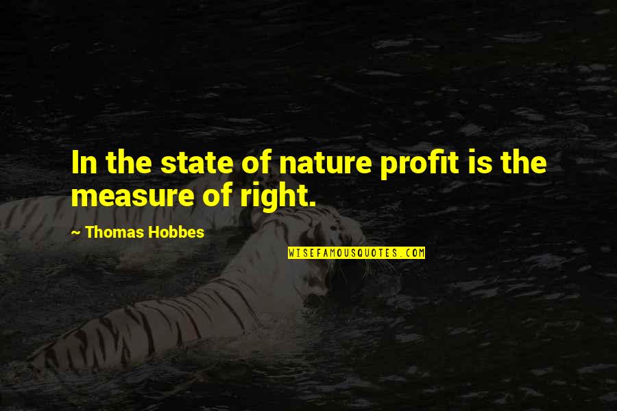 Hobbes Quotes By Thomas Hobbes: In the state of nature profit is the
