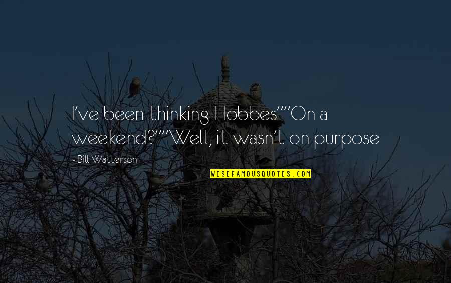 Hobbes's Quotes By Bill Watterson: I've been thinking Hobbes""On a weekend?""Well, it wasn't