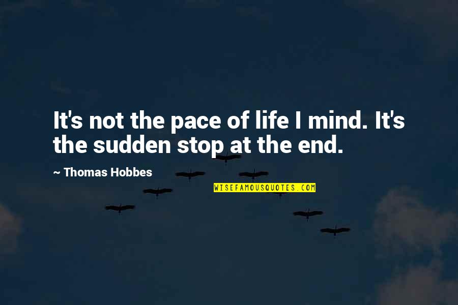 Hobbes's Quotes By Thomas Hobbes: It's not the pace of life I mind.