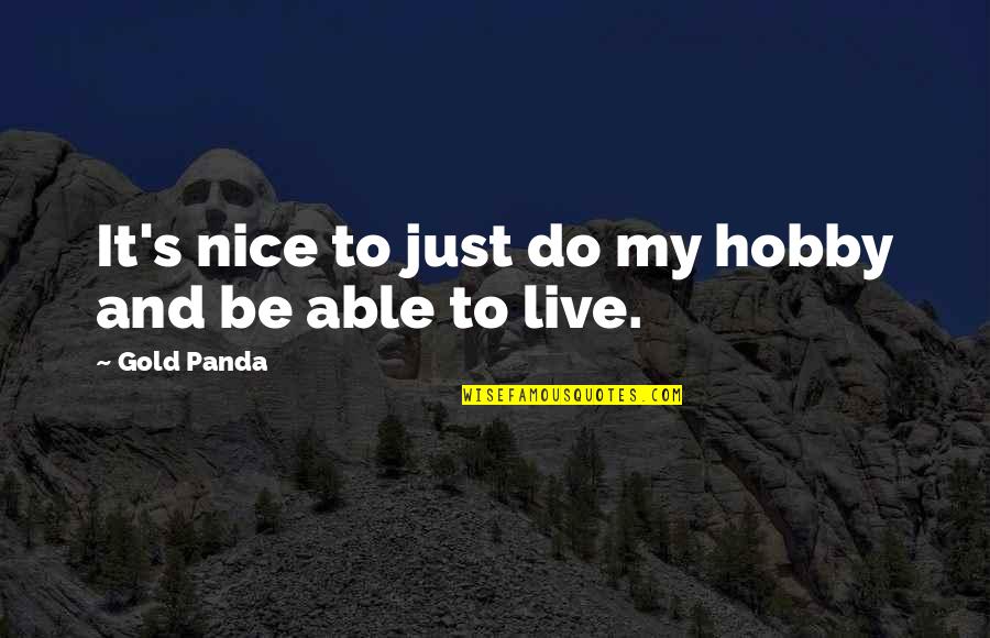 Hobby's Quotes By Gold Panda: It's nice to just do my hobby and