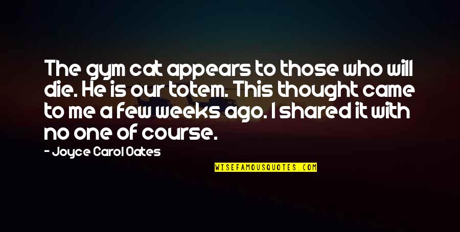 Hoboes Jumping Quotes By Joyce Carol Oates: The gym cat appears to those who will Hoboes Jumping Quotes By Joyce Carol Oates: The gym cat appears to those who will