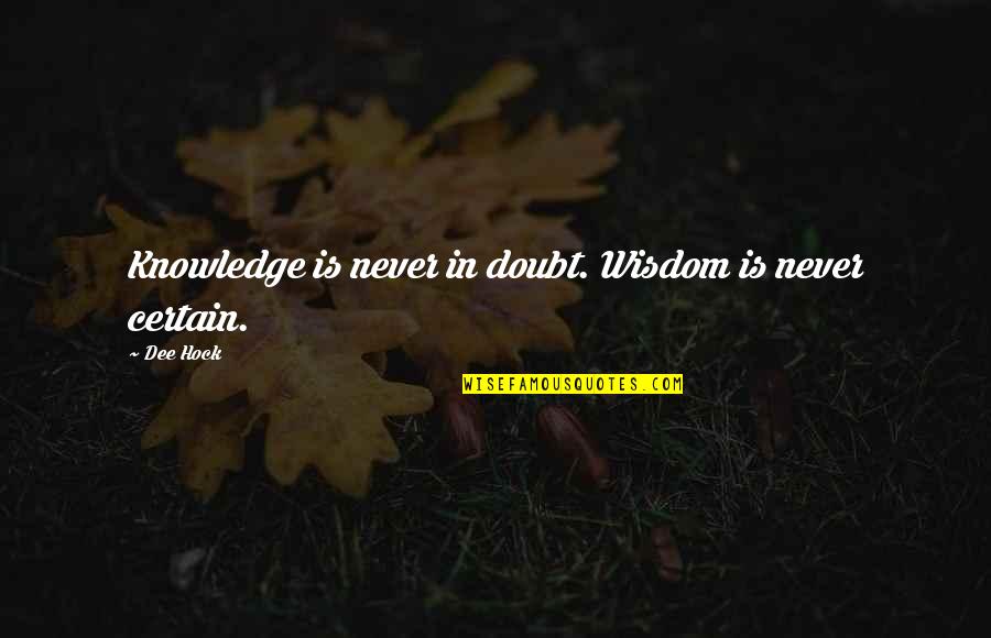 Hock Quotes By Dee Hock: Knowledge is never in doubt. Wisdom is never