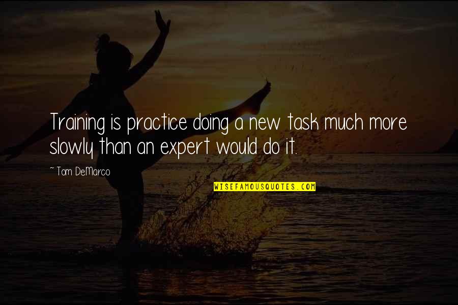 Hockersmith Coat Quotes By Tom DeMarco: Training is practice doing a new task much