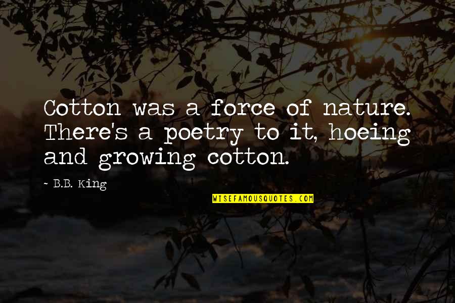 Hoeing Quotes By B.B. King: Cotton was a force of nature. There's a