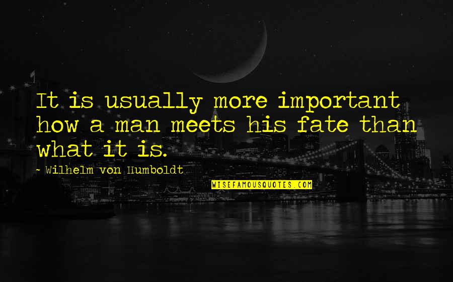 Hoes Instagram Quotes By Wilhelm Von Humboldt: It is usually more important how a man