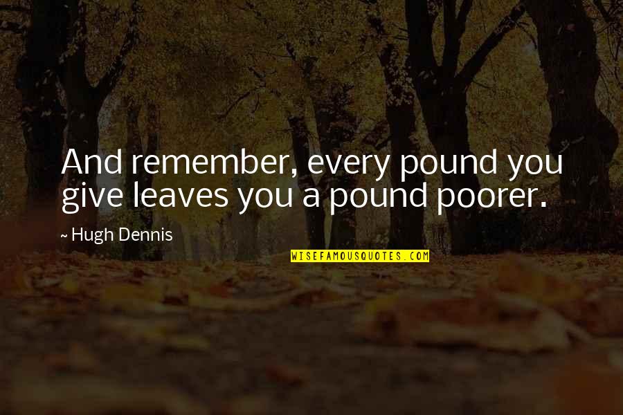 Hoffler Smith Quotes By Hugh Dennis: And remember, every pound you give leaves you