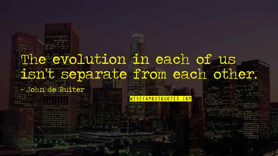 Hofmann Wizard Quotes By John De Ruiter: The evolution in each of us isn't separate Hofmann Wizard Quotes By John De Ruiter: The evolution in each of us isn't separate